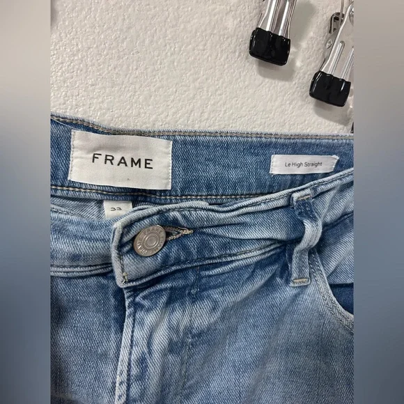 Frame Denim Le High Straight Frayed Hem Jeans Size 33 - Picture 3 of 8